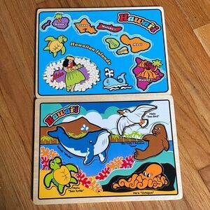 Source Unknown Hawaiian Islands Puzzle Set - Blue, Green, Orange